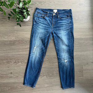 J Crew Blue "Toothpick" Mid-Rise Cropped Skinny Jeans